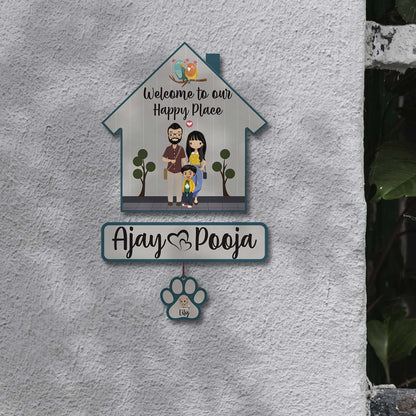 Paw Sign Couple Pet Name Plate for Door - Sblossom
