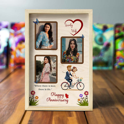 Perfect Union Anniversary Frame in Wood with Personalized Photos - Sblossom