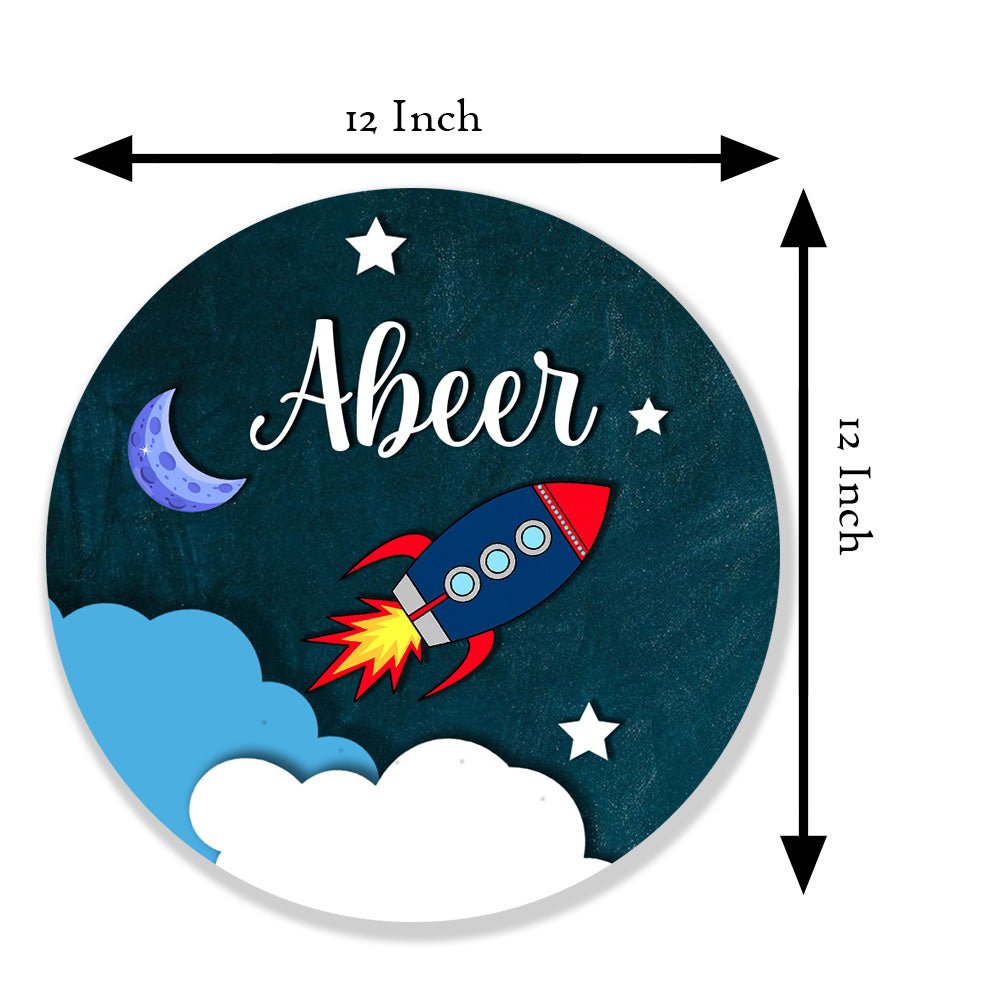 Personalized Rocket Dreams Kids Name Sign | Space Theme | Wooden | Kids Room Decor, 12x12 Inch - Sblossom