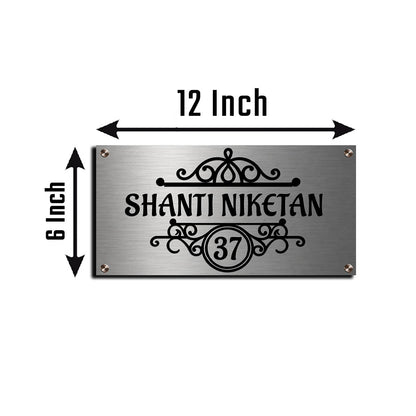 Personalized SS Name Plate with House Number & Royal Pattern - Sblossom