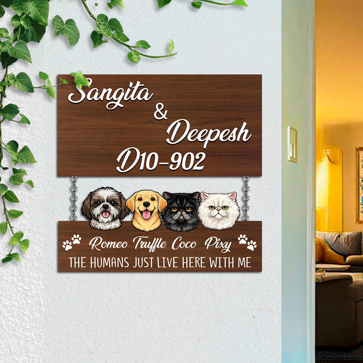 Pet-Faces Wood Door Name Plates – Family - Sblossom