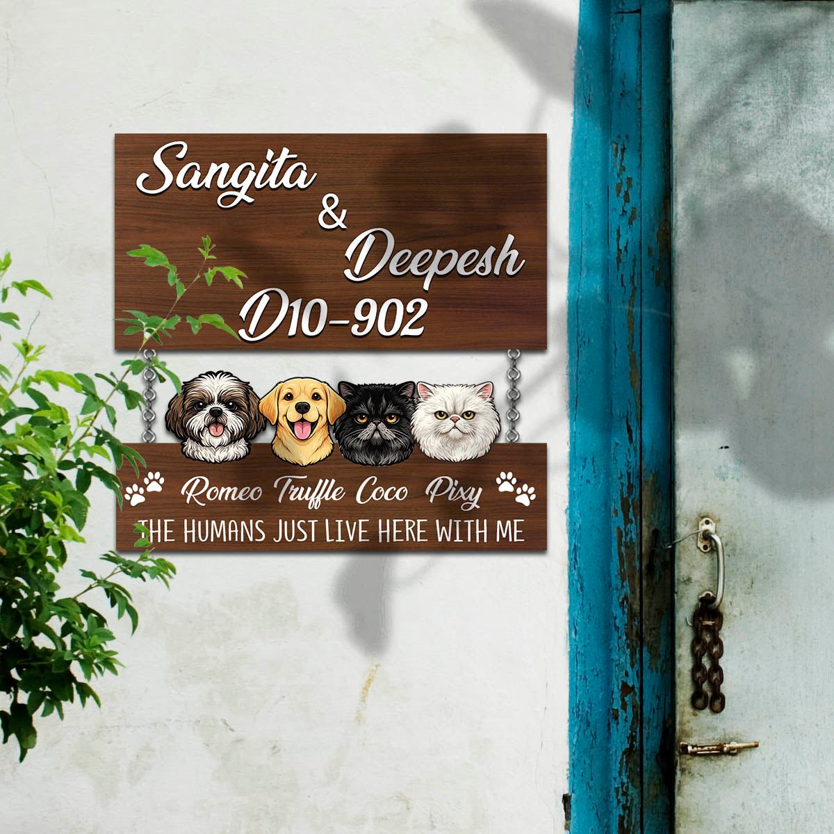 Pet-Faces Wood Door Name Plates – Family - Sblossom