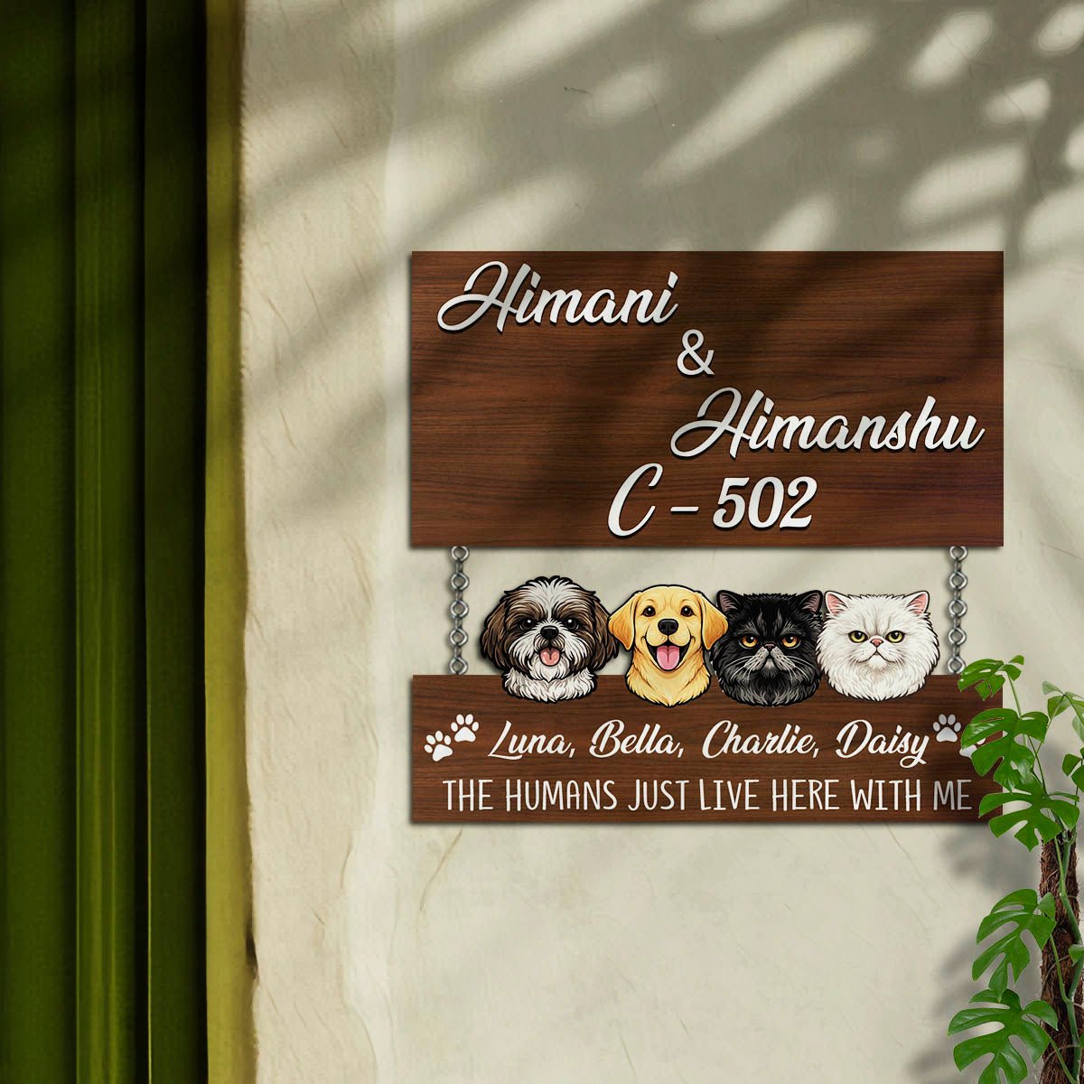 Pet-Faces Wood Door Name Plates – Family - Sblossom