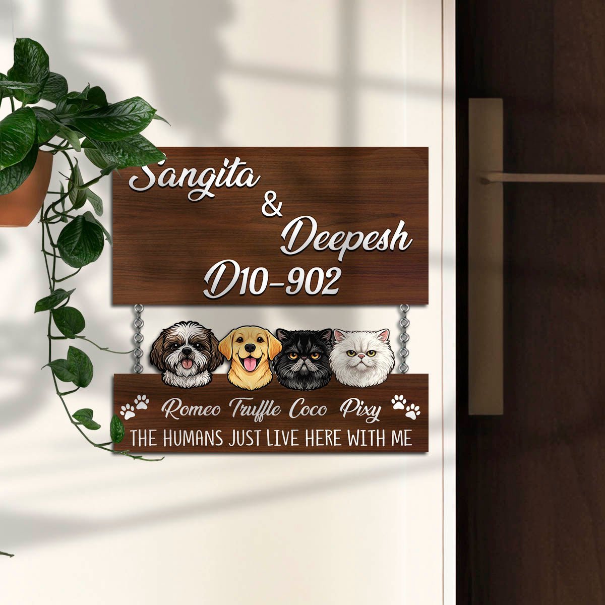 Pet-Faces Wood Door Name Plates – Family - Sblossom