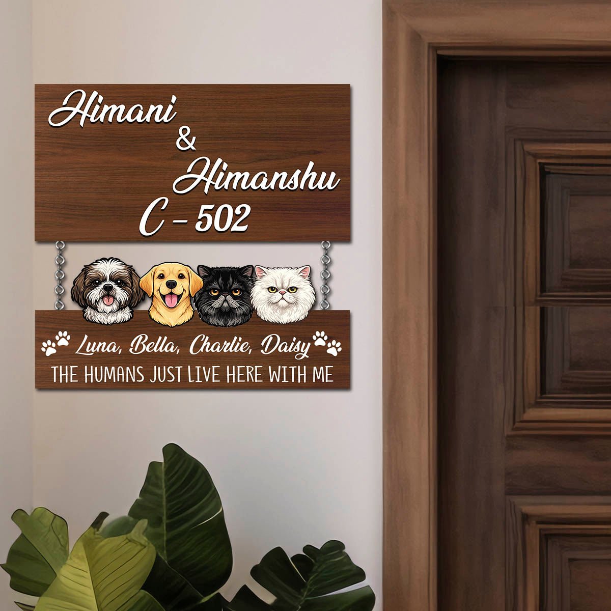 Pet-Faces Wood Door Name Plates – Family - Sblossom