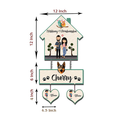 Pet Home Name Plate – Hanging Set with Dog & Kids - Sblossom