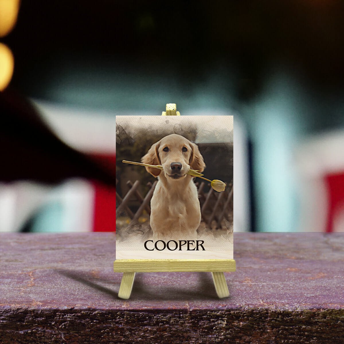 Pet Lover Wood Print with Easel Stand and Personalized Photo - Sblossom