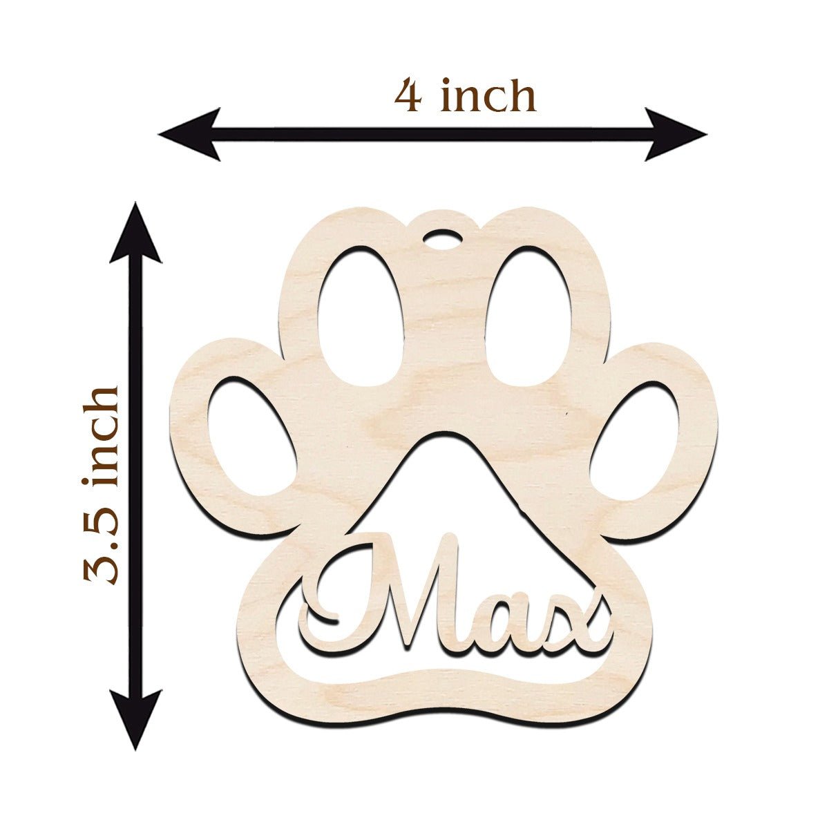 Pet Paw Christmas Ornament in Wood for Dog Lovers with Name - Sblossom