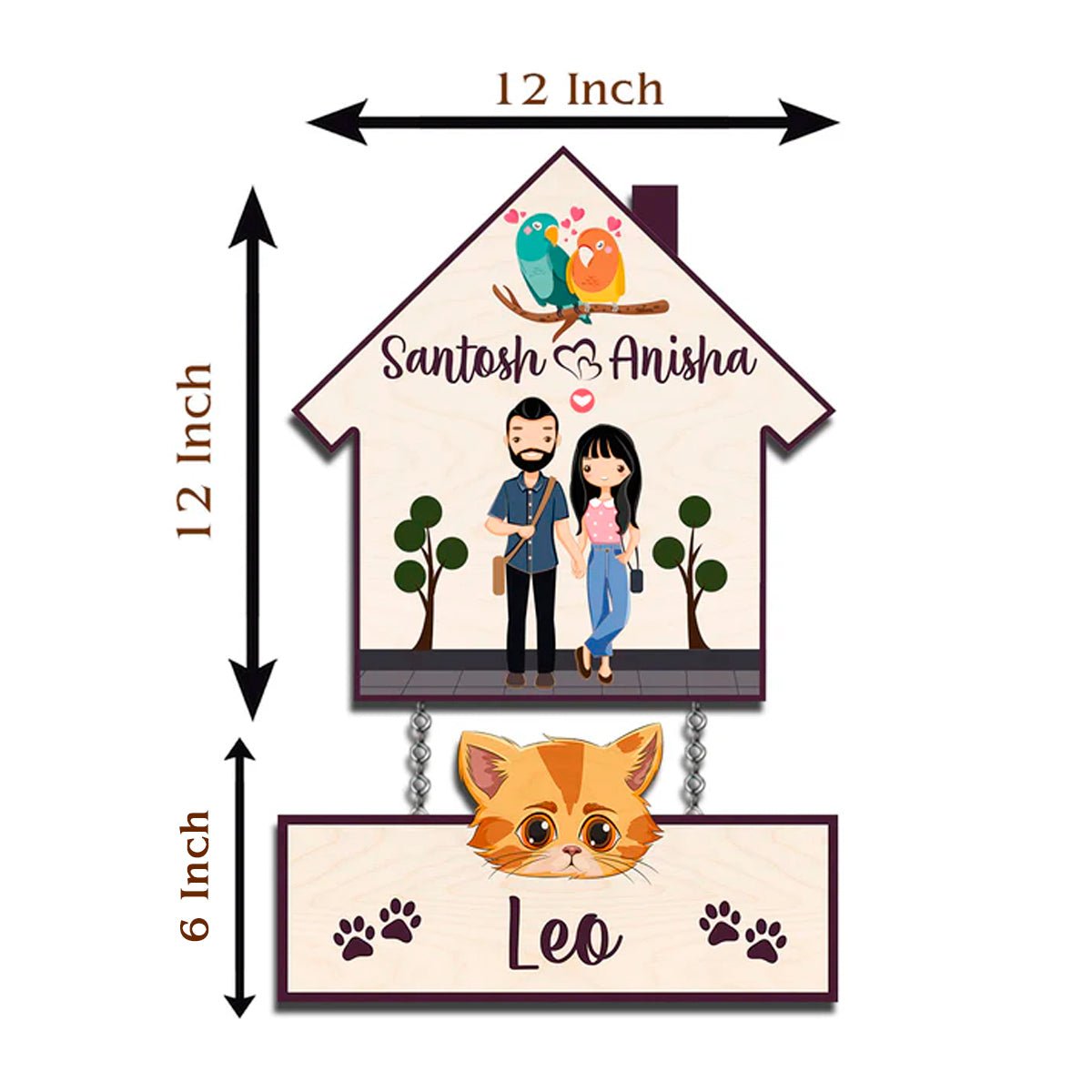 Pets Name Plate Design – House Shape with Cat Tag - Sblossom