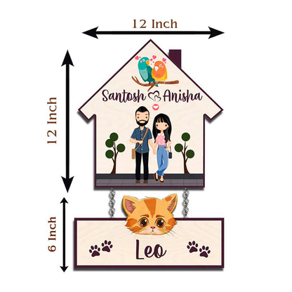 Pets Name Plate Design – House Shape with Cat Tag - Sblossom