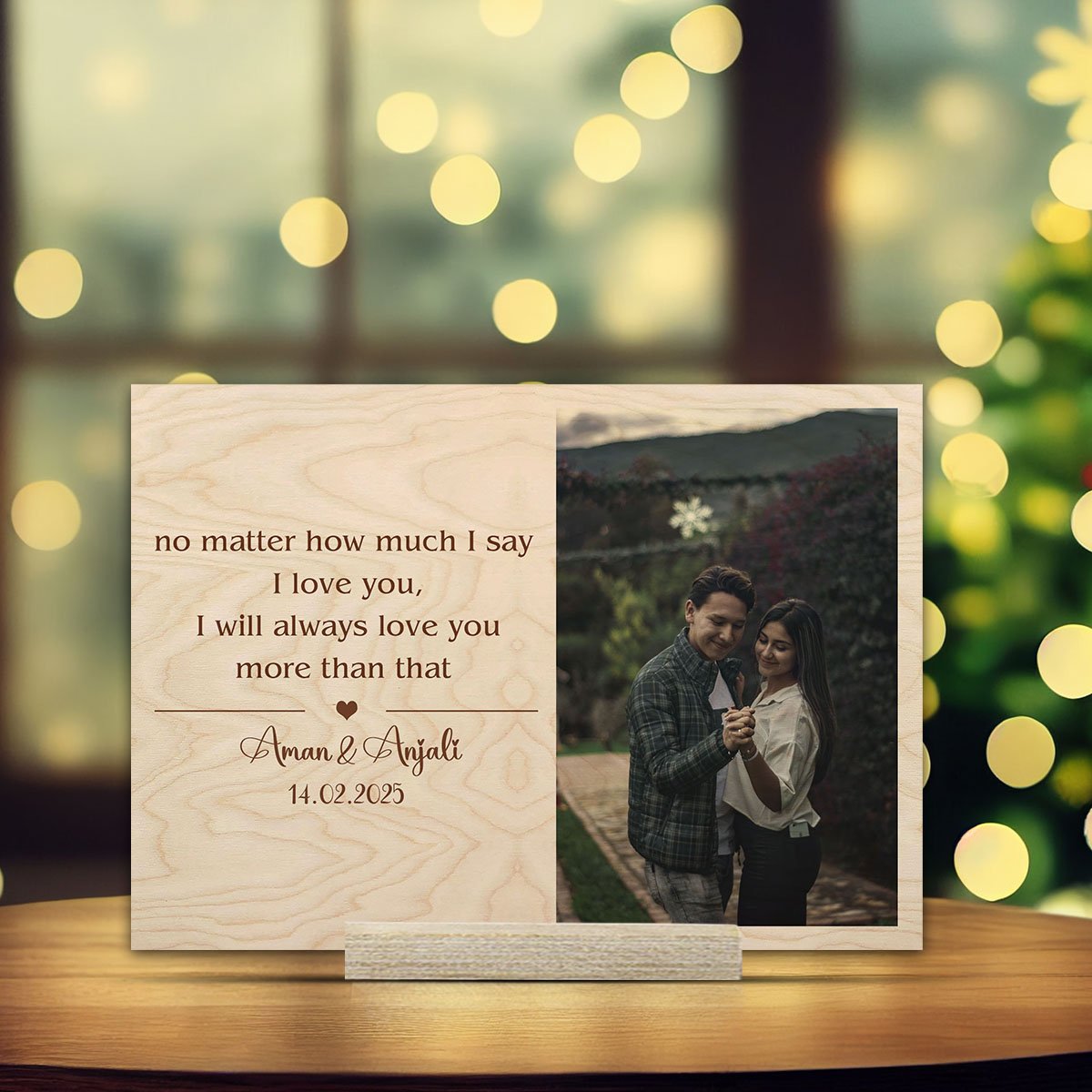 Photo Frame with Message on Wood and Personalized Picture - Sblossom