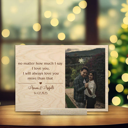 Photo Frame with Message on Wood and Personalized Picture - Sblossom
