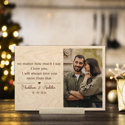 Photo Frame with Message on Wood and Personalized Picture - Sblossom
