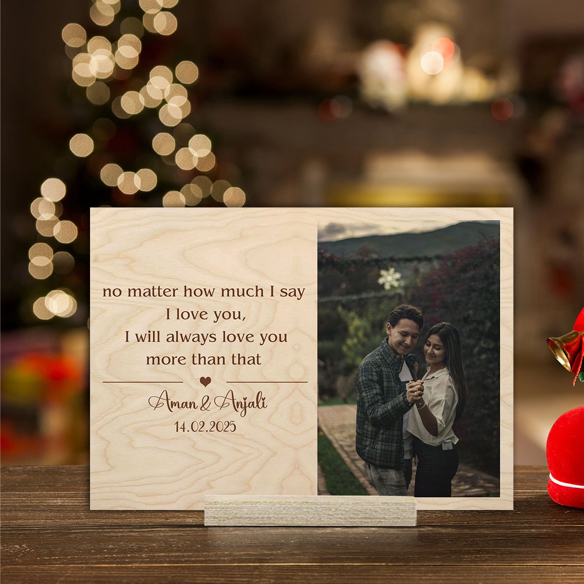 Photo Frame with Message on Wood and Personalized Picture - Sblossom