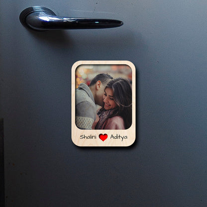 Photo Fridge Magnet in Wood with 3D Personalized Print Design, 4x3 Inch - Sblossom
