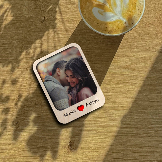 Photo Fridge Magnet in Wood with 3D Personalized Print Design, 4x3 Inch - Sblossom