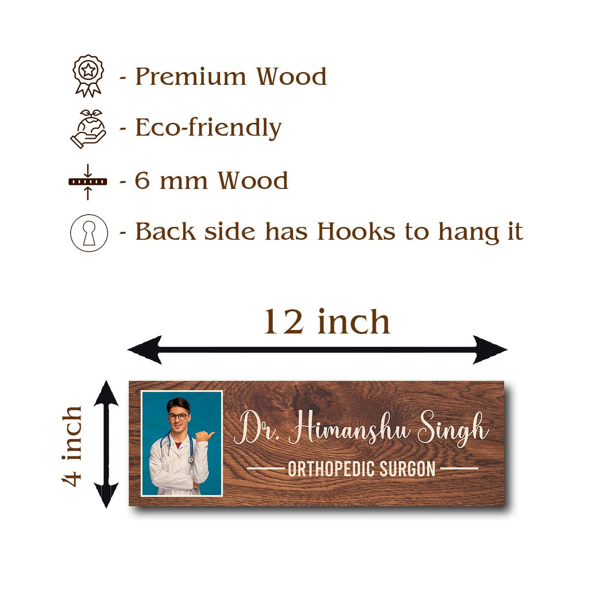 Photo Name Plate Design | Personalized | 12x4 Inches - Sblossom