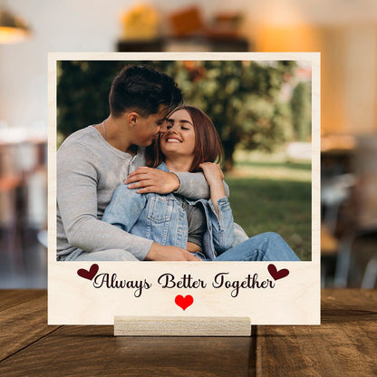 Photo on Wood Plank with Personalized Print and Natural Finish - Sblossom