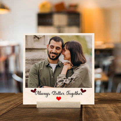 Photo on Wood Plank with Personalized Print and Natural Finish - Sblossom