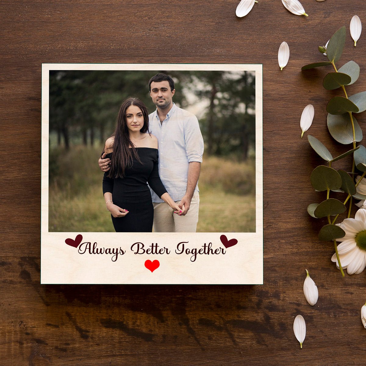 Photo on Wood Plank with Personalized Print and Natural Finish - Sblossom