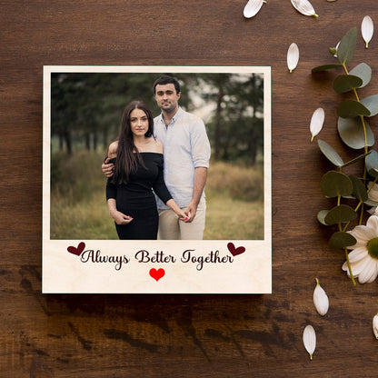Photo on Wood Plank with Personalized Print and Natural Finish - Sblossom