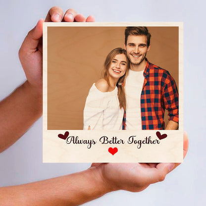 Photo on Wood Plank with Personalized Print and Natural Finish - Sblossom