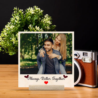 Photo on Wood Plank with Personalized Print and Natural Finish - Sblossom
