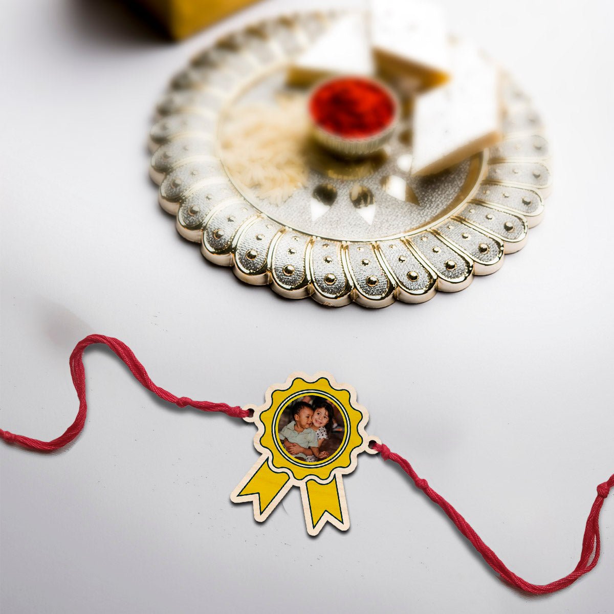 Photo Rakhi with Magnet in Wood as Custom Keepsake for Brother - Sblossom