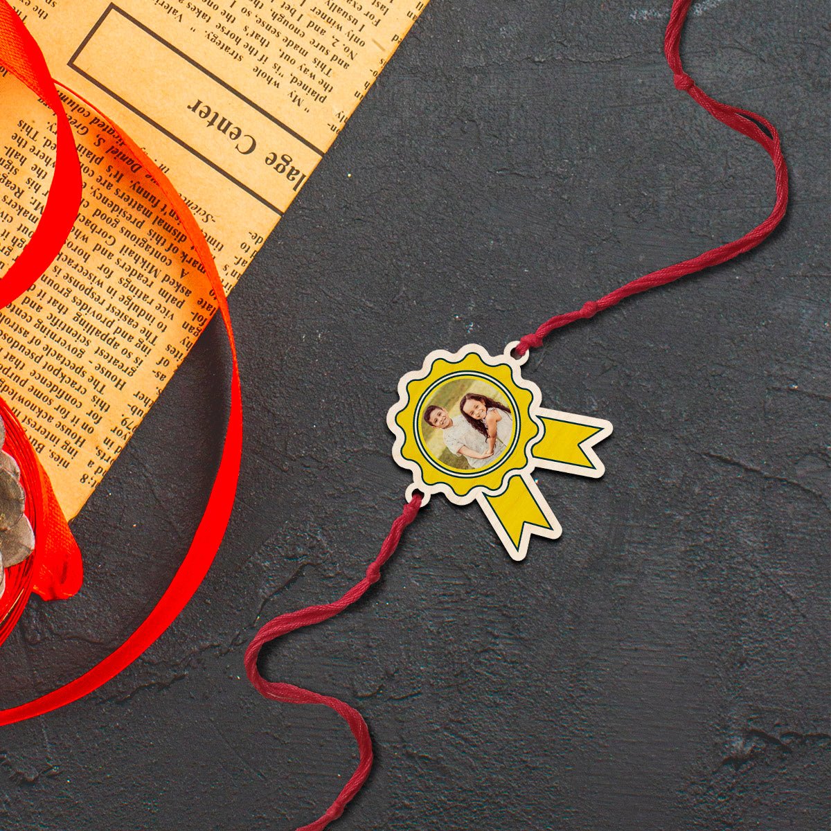 Photo Rakhi with Magnet in Wood as Custom Keepsake for Brother - Sblossom