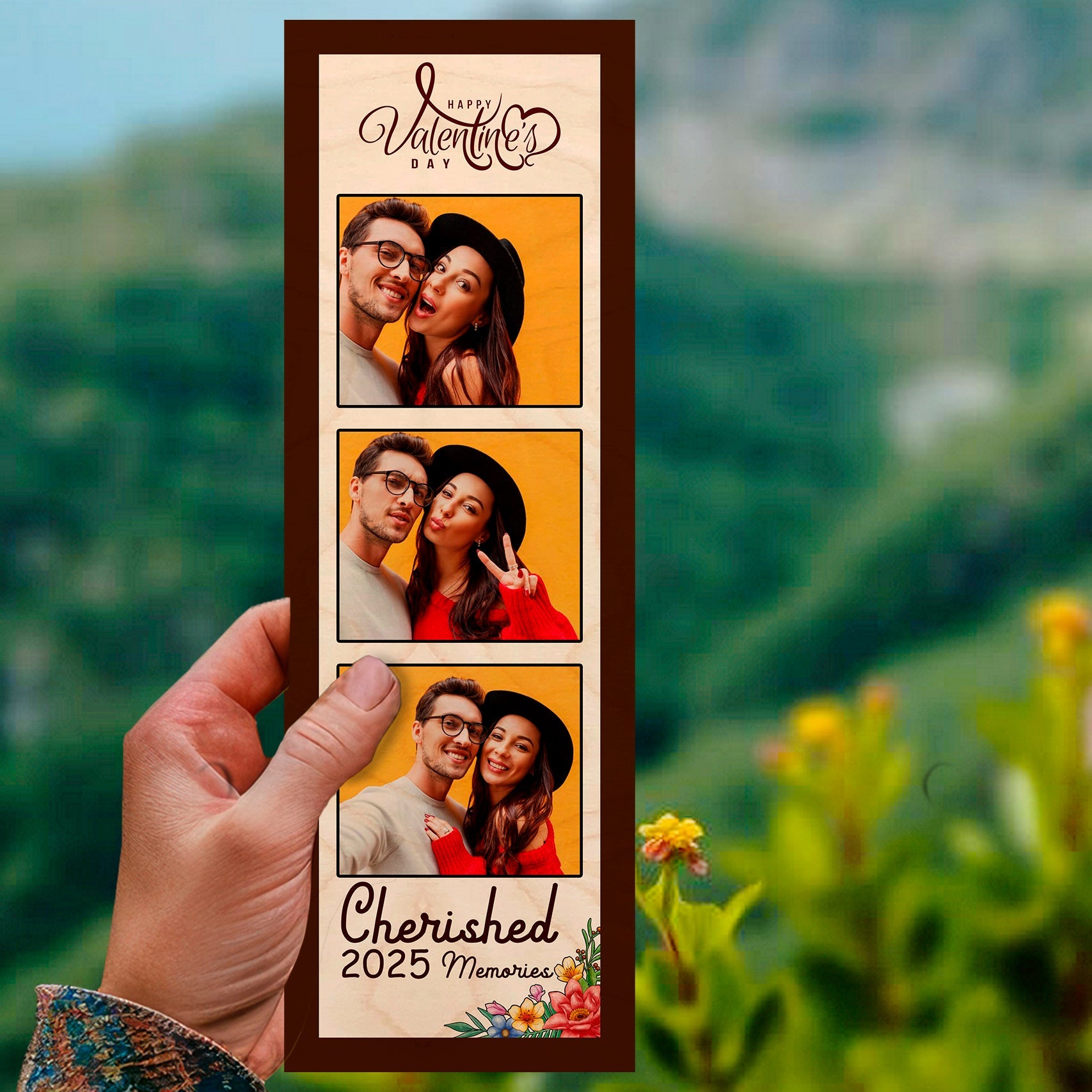 Photo Strip Wall Art on Wood with Personalized Picture Column - Sblossom