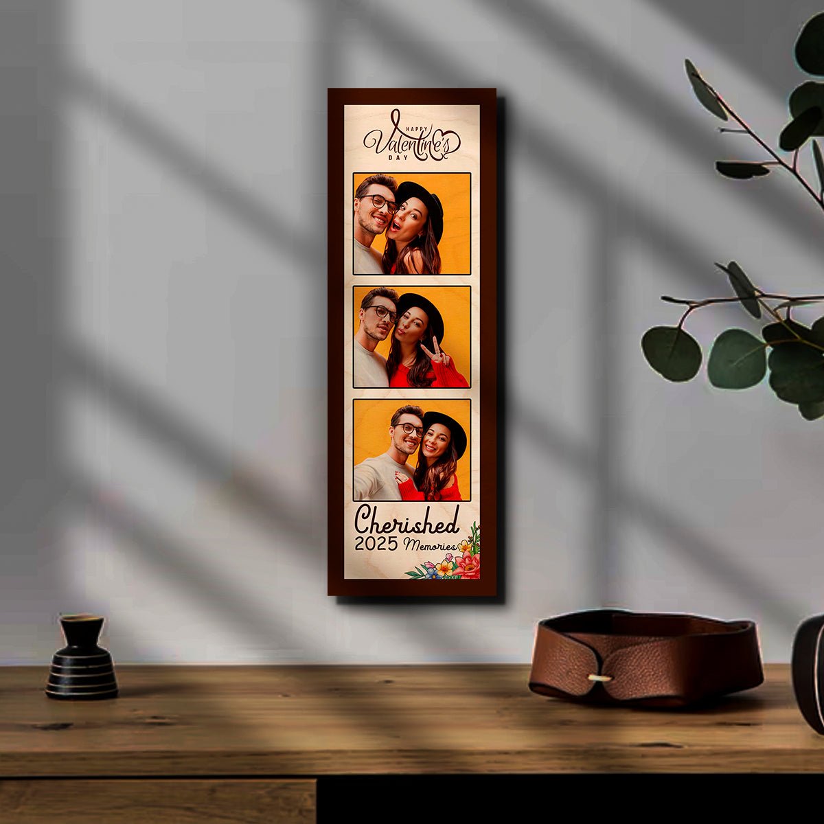 Photo Strip Wall Art on Wood with Personalized Picture Column - Sblossom