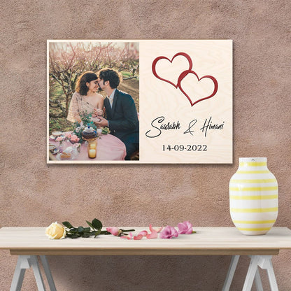 Photo Wood Print in Wood with Personalized Couple Picture Design - Sblossom