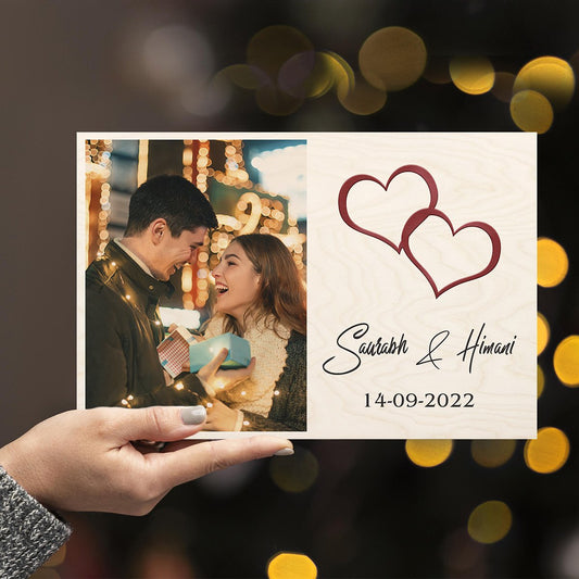 Photo Wood Print in Wood with Personalized Couple Picture Design - Sblossom