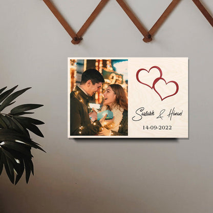 Photo Wood Print in Wood with Personalized Couple Picture Design - Sblossom