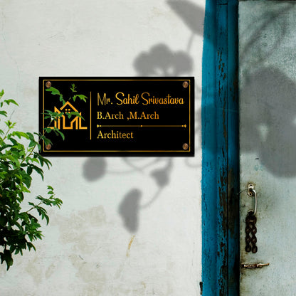 SB1195_6mm wood+3mm Golden Acrylic_12x6 Inch_3d Nameplate