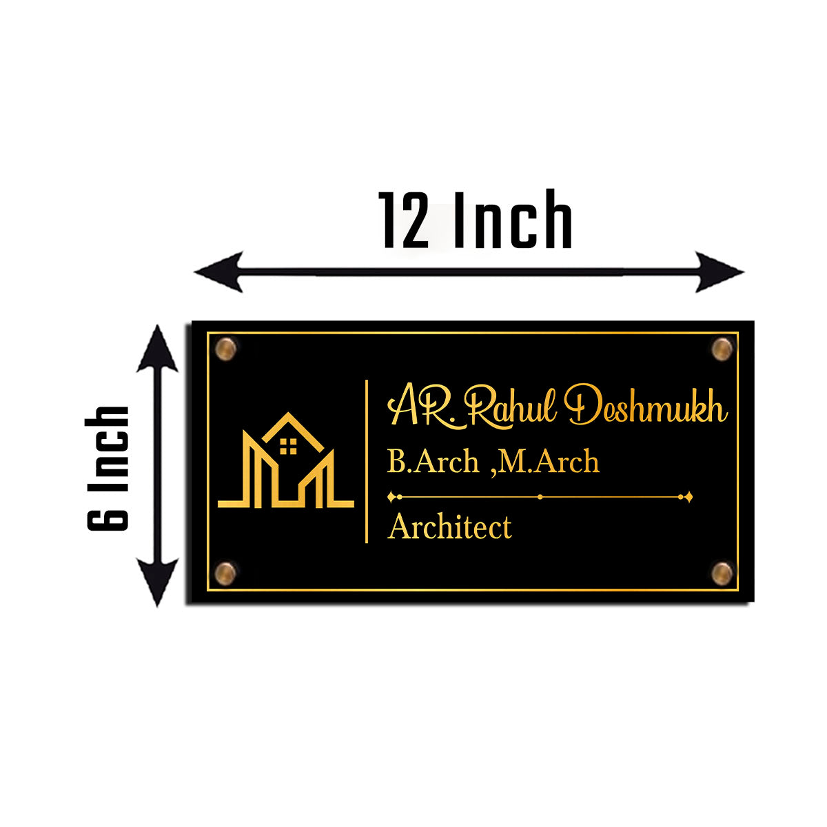 SB1195_6mm wood+3mm Golden Acrylic_12x6 Inch_3d Nameplate