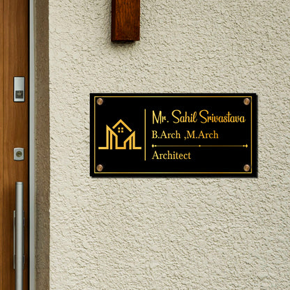 SB1195_6mm wood+3mm Golden Acrylic_12x6 Inch_3d Nameplate