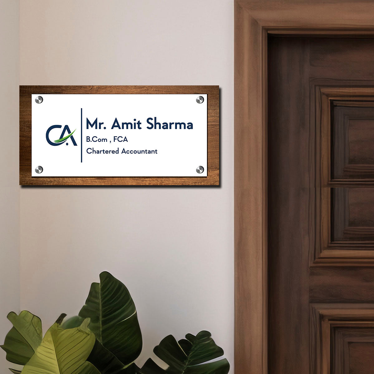 SB1198_6mm wood+3mm white acrylic_12x6 Inch_3d nameplate