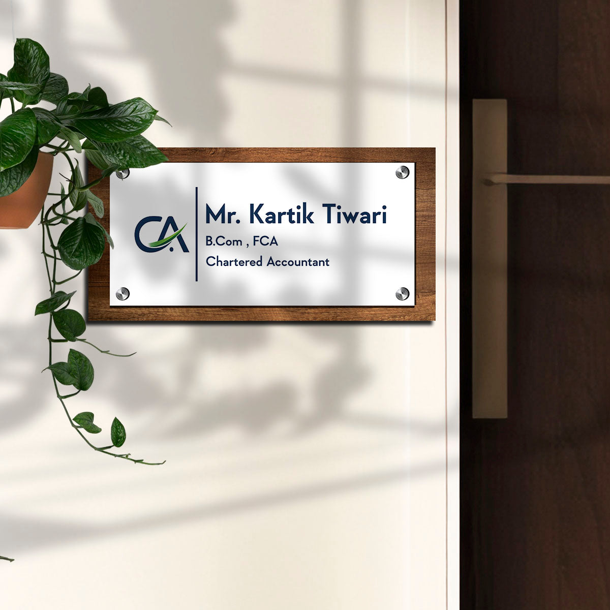 SB1198_6mm wood+3mm white acrylic_12x6 Inch_3d nameplate