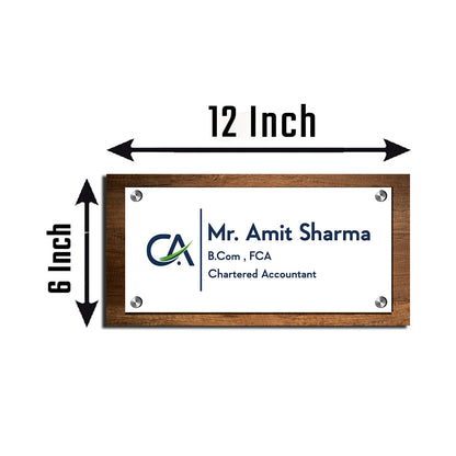 SB1198_6mm wood+3mm white acrylic_12x6 Inch_3d nameplate
