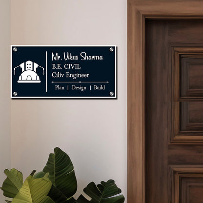 SB1197_6mm wood + 3mm white acrylic_12x6 Inch_3d nameplate