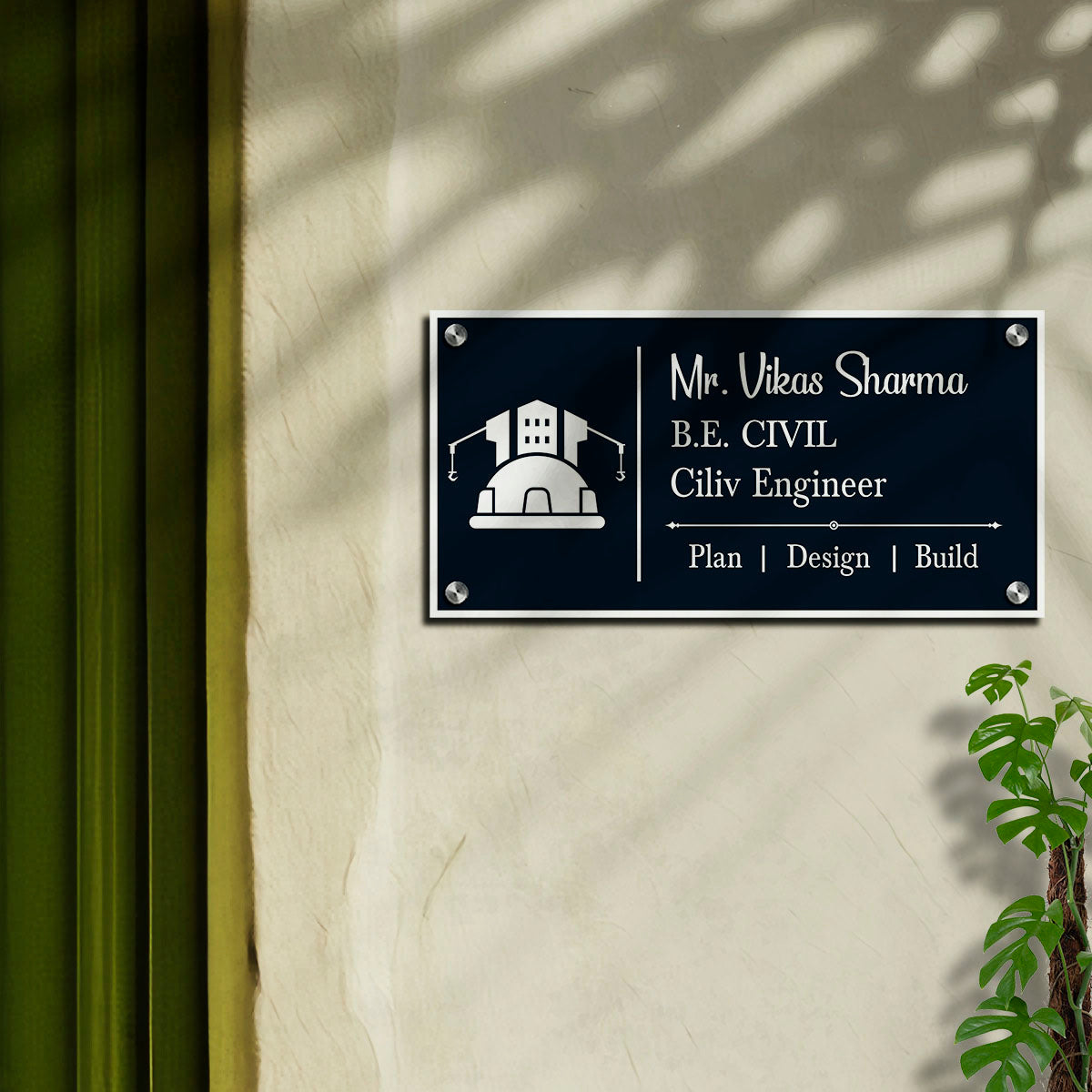 SB1197_6mm wood + 3mm white acrylic_12x6 Inch_3d nameplate