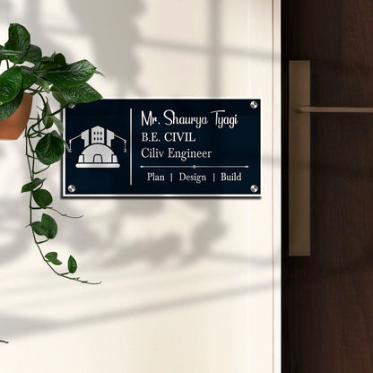 SB1197_6mm wood + 3mm white acrylic_12x6 Inch_3d nameplate