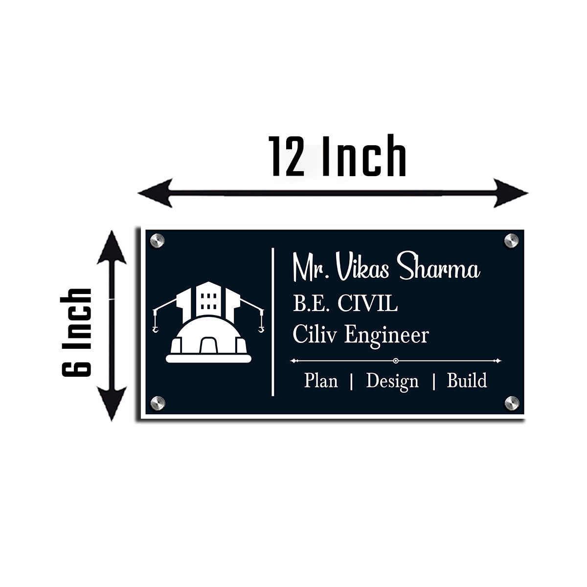 SB1197_6mm wood + 3mm white acrylic_12x6 Inch_3d nameplate