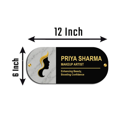 SB1202_6mm wood+3mm golden acrylic_12x6 Inch_3d wooden nameplate