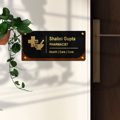 SB1200_6mm wood+3mm golden acrylic_12x6 Inch_3d nameplate