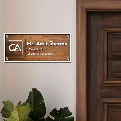 SB1196_6mm wood + 3m white acrylic_12x6 Inch_3d nameplate