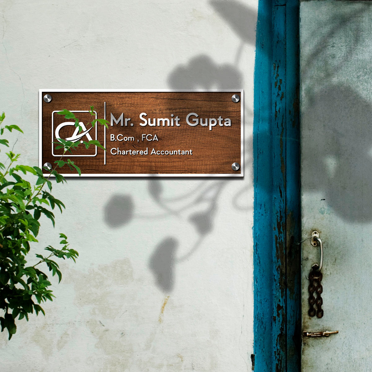 SB1196_6mm wood + 3m white acrylic_12x6 Inch_3d nameplate