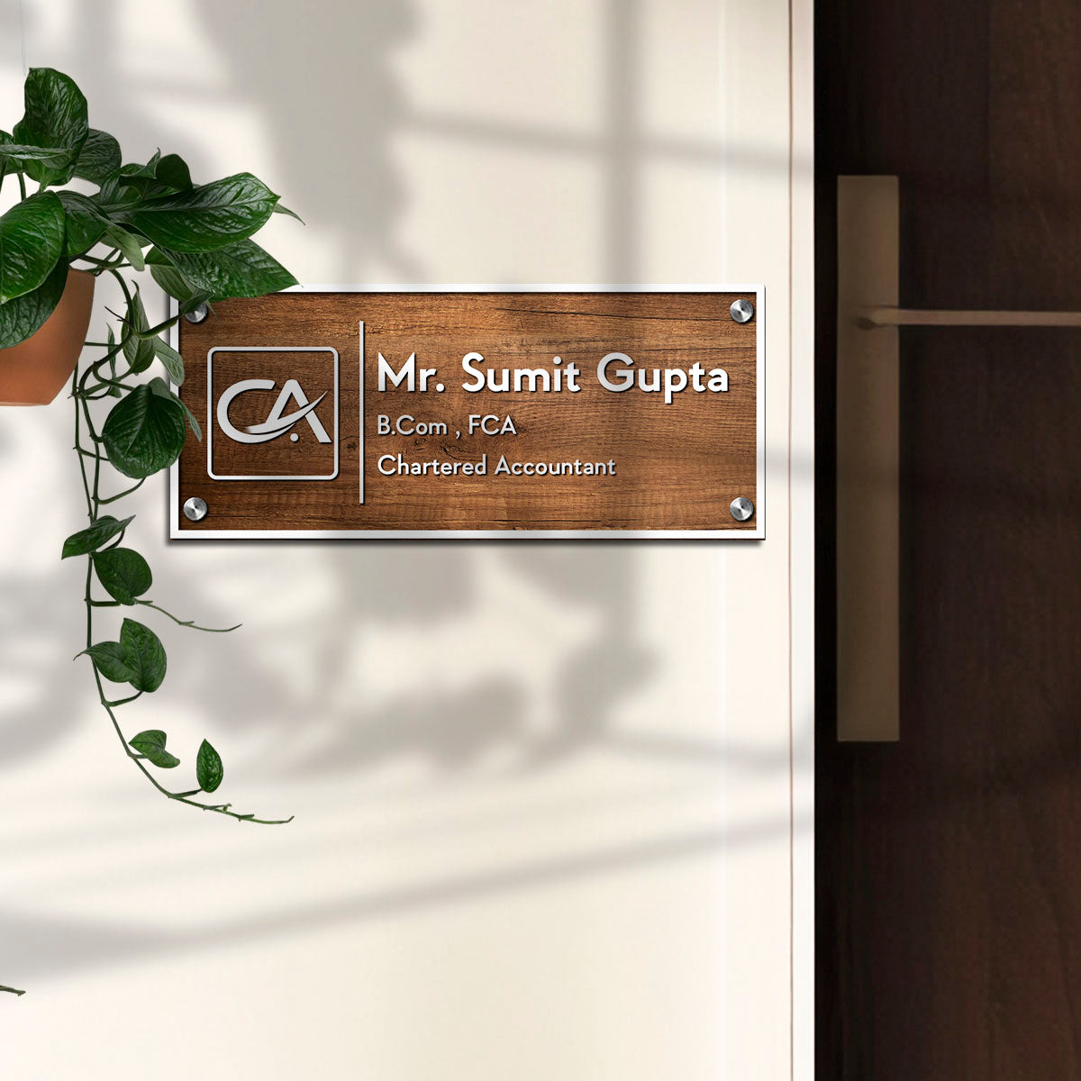 SB1196_6mm wood + 3m white acrylic_12x6 Inch_3d nameplate