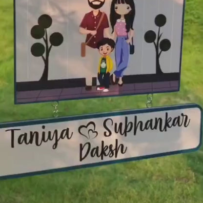 Wooden Family Custom Name Plate for Home